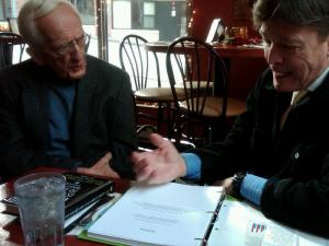 J. Morris Hicks reviewing his book manuscript with Dr. T. Colin Campbell at Cornell University