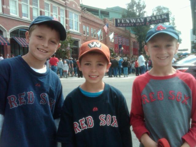 My three grandsons at Boston's famous Fenway Park -- Collin (10) Cooper (8) and Andrew (9). It was Cooper's very first trip to this legendary ballpark.