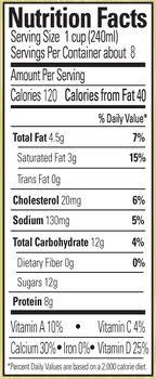 2% milk nutrition facts
