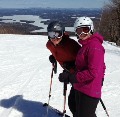 Jason and Lisa Hicks high above beautiful Sunapee Lake in New Hampshire. They even look a little bit like "Peeps."