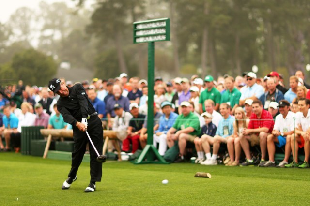 Gary Player rips a beautiful drive down the first fairway as the "big three" all serve as honorary starters of The Masters
