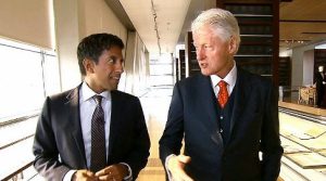 Dr. Sanjay Gupta with President Clinton---scene from "The Last Heart Attack."