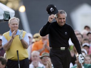 Earlier this year, Gary Player being applauded by Jack Nicklaus