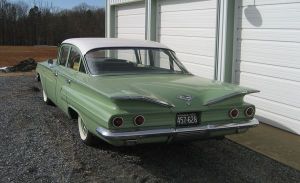 This is the model and color of my 60 Chevy in 1966.